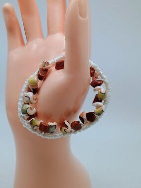 Handmade Macrame Anklet with Shells and Natural Stones